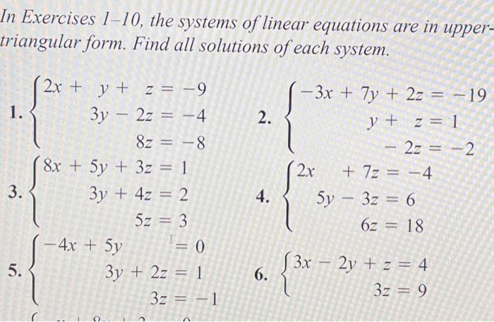 Solved In Exercises 1-10, The Systems Of Linear Equations | Chegg.com