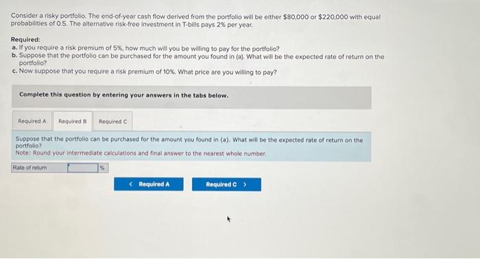 Solved Consider a risky portfolio. The end-of-year cash flow | Chegg.com