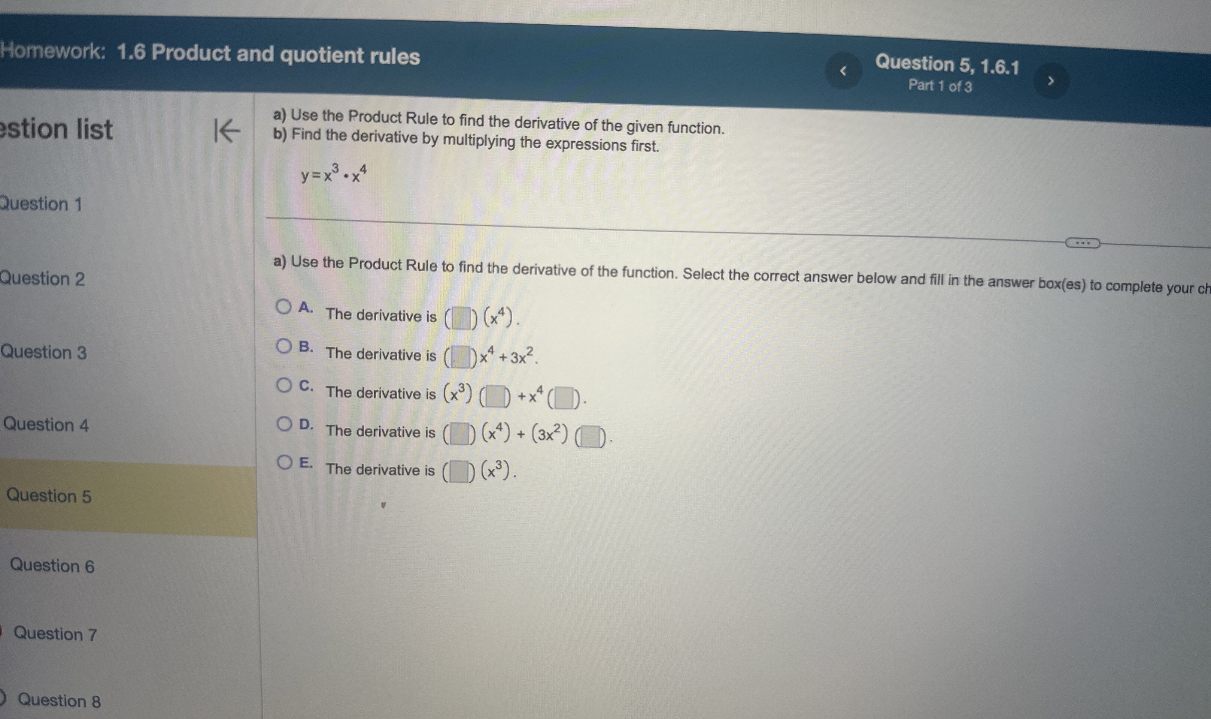 Solved a) ﻿Use the Product Rule to find the derivative of | Chegg.com