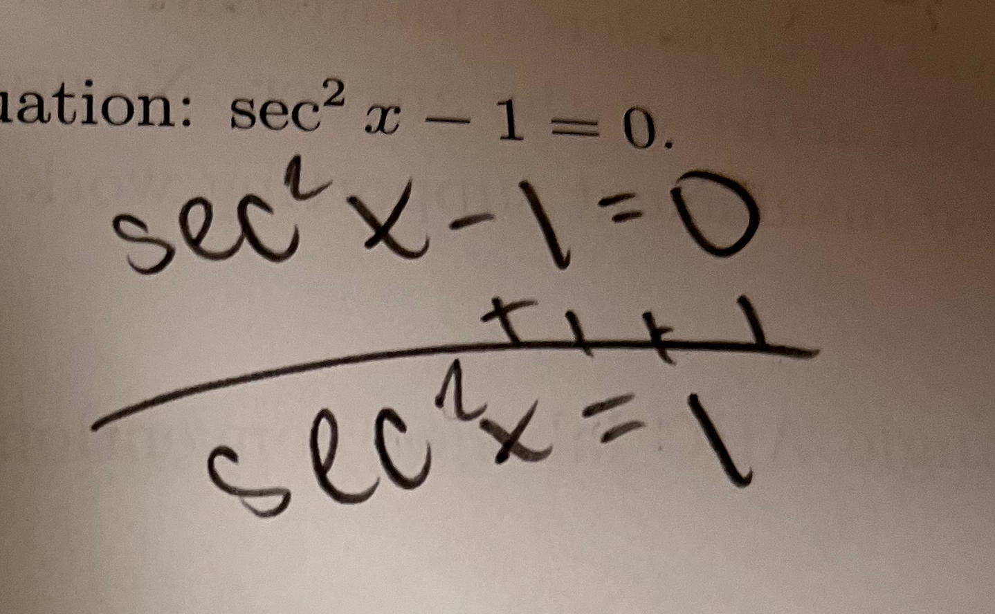 sec 2 x 1 is equal to