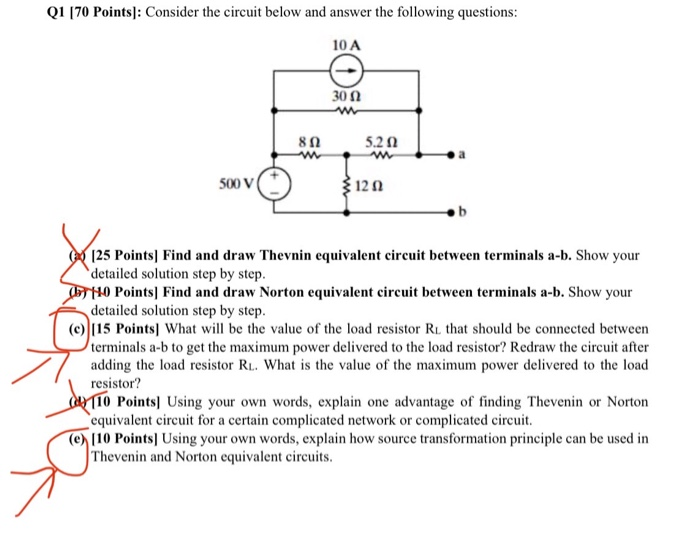 Solved Q1 (70 Points): Consider the circuit below and answer | Chegg.com