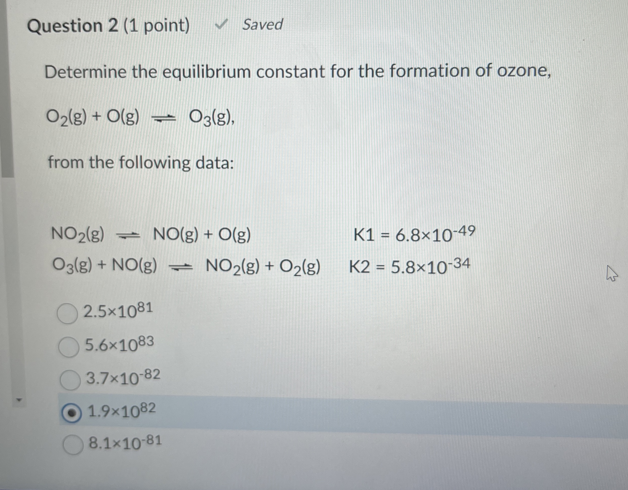 Solved Question 2 (1 ﻿point)SavedDetermine the equilibrium | Chegg.com