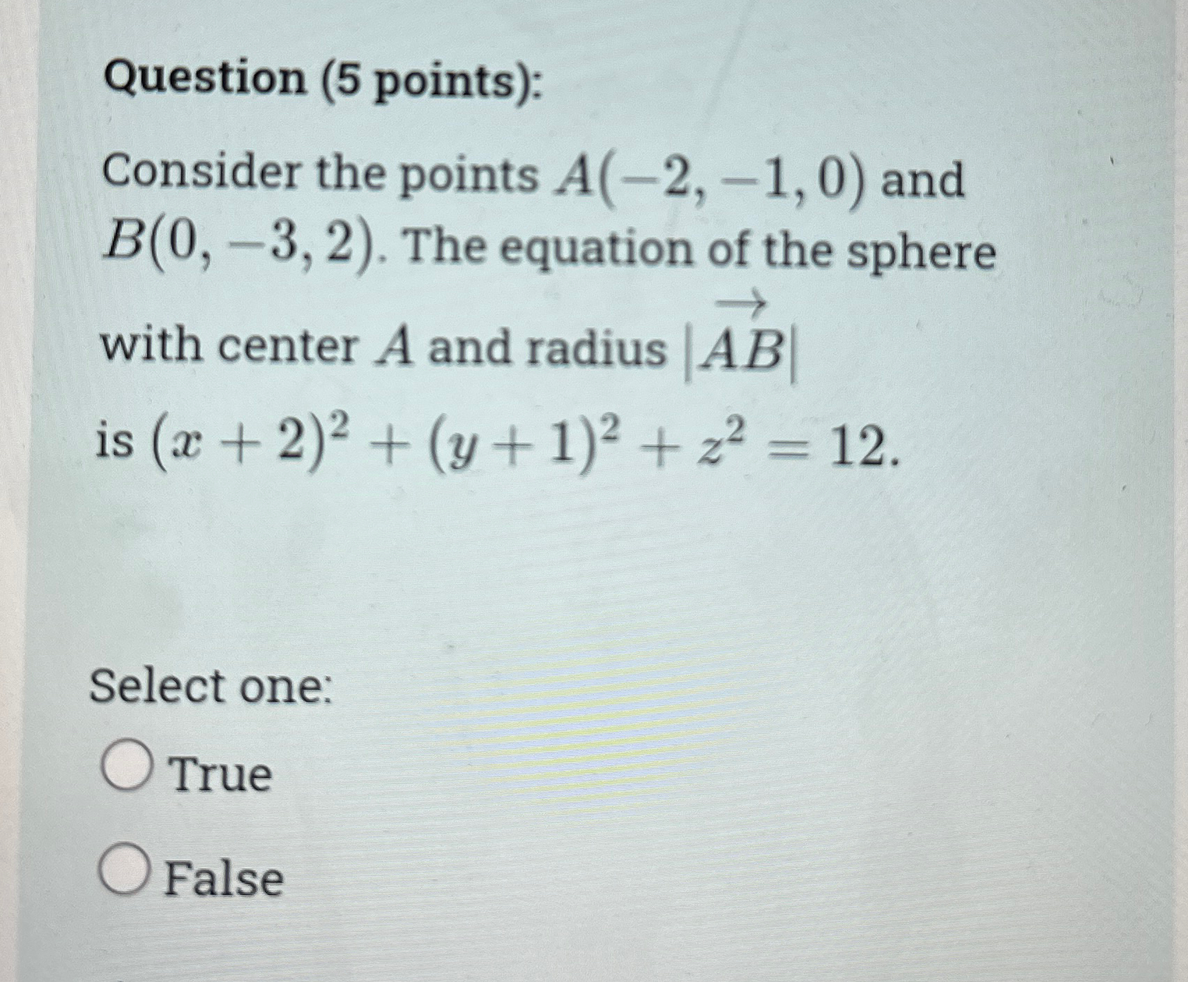Solved Question (5 ﻿points):Consider the points A(-2,-1,0) | Chegg.com