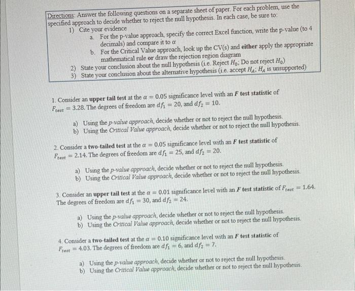 Solved Directions: Answer the following questions on a | Chegg.com