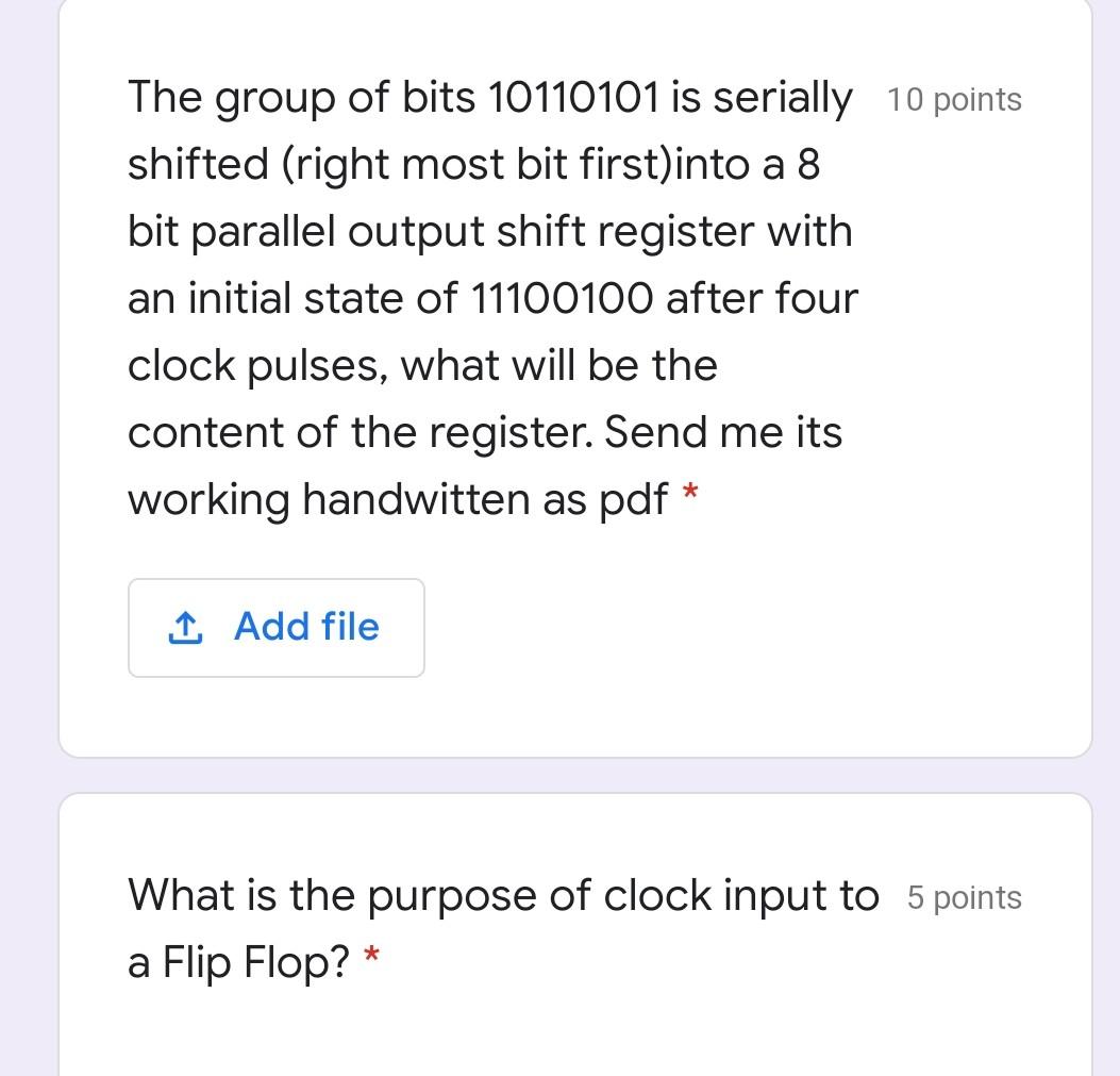 Solved The group of bits 10110101 is serially 10 points