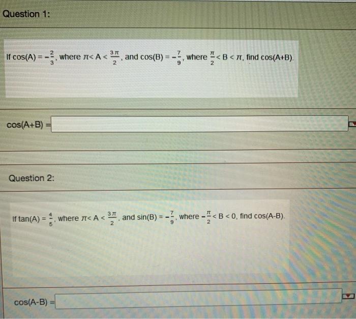 Solved Question 1: 3 T If cos(A) where | Chegg.com