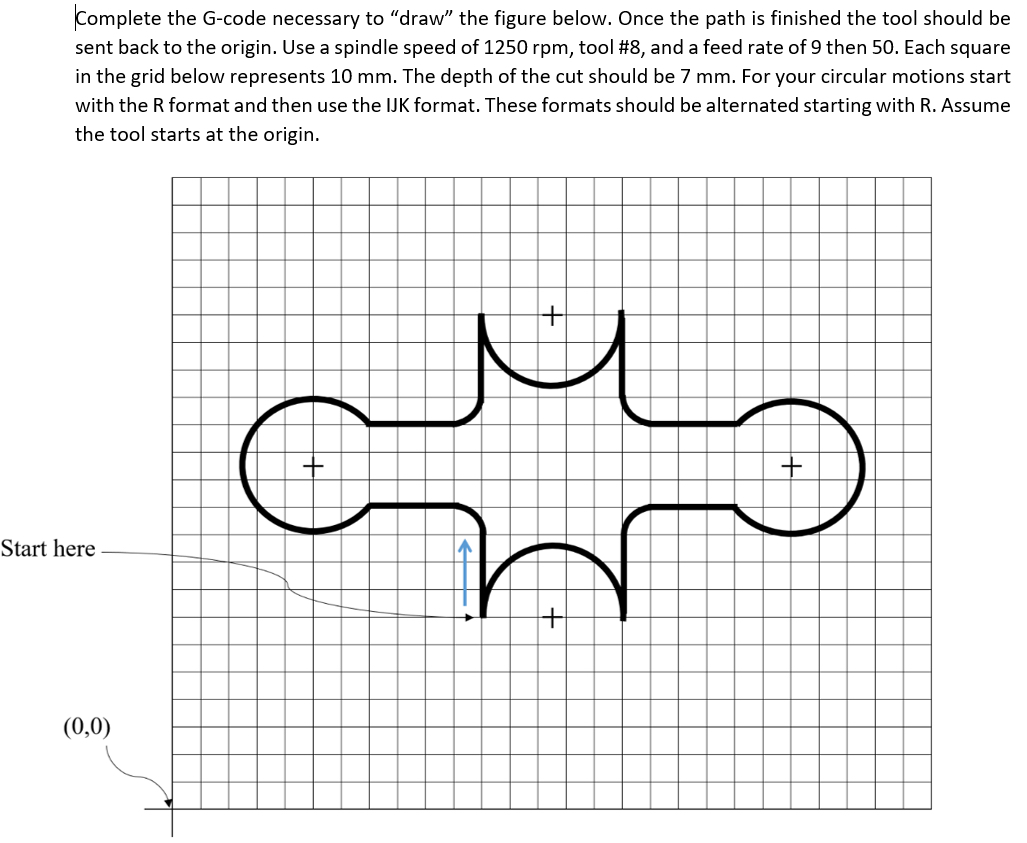 Solved Complete the G-code necessary to "draw" the figure | Chegg.com