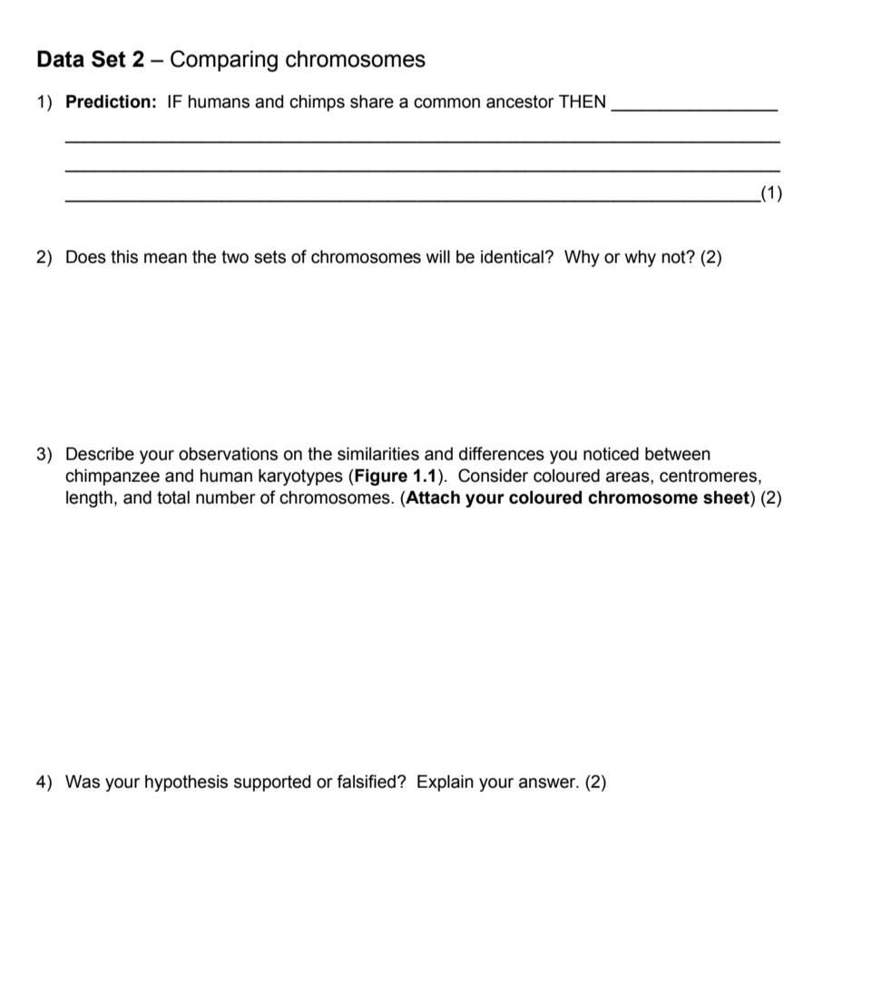 Solved Data Set 1 - Compare human and chimpanzee physical | Chegg.com
