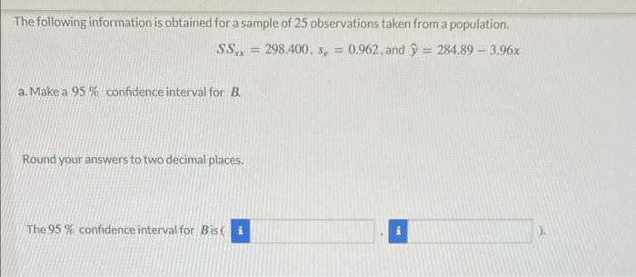 Solved The following information is obtained for a sample of | Chegg.com