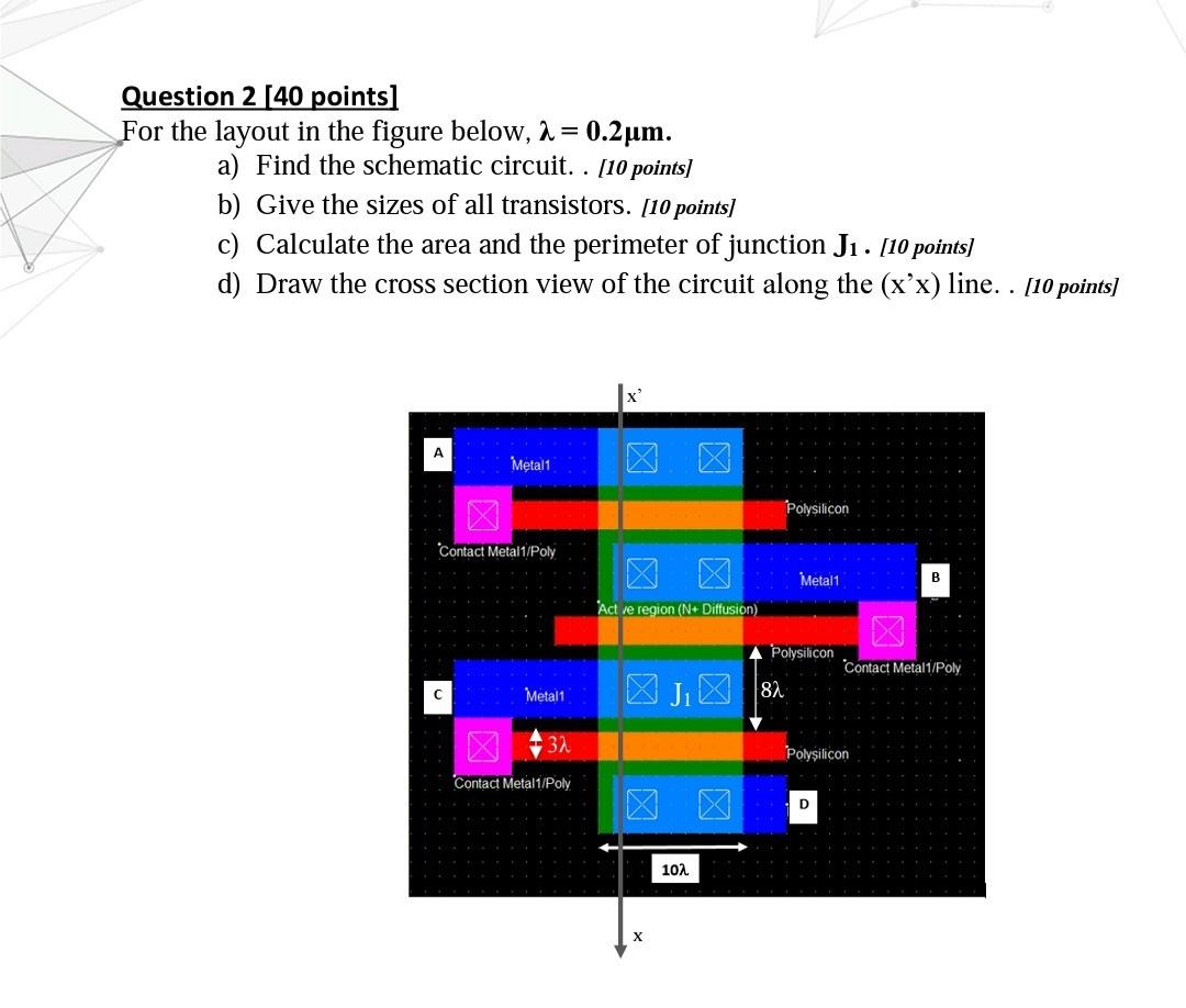 Solved = Question 2 [40 points] For the layout in the figure | Chegg.com
