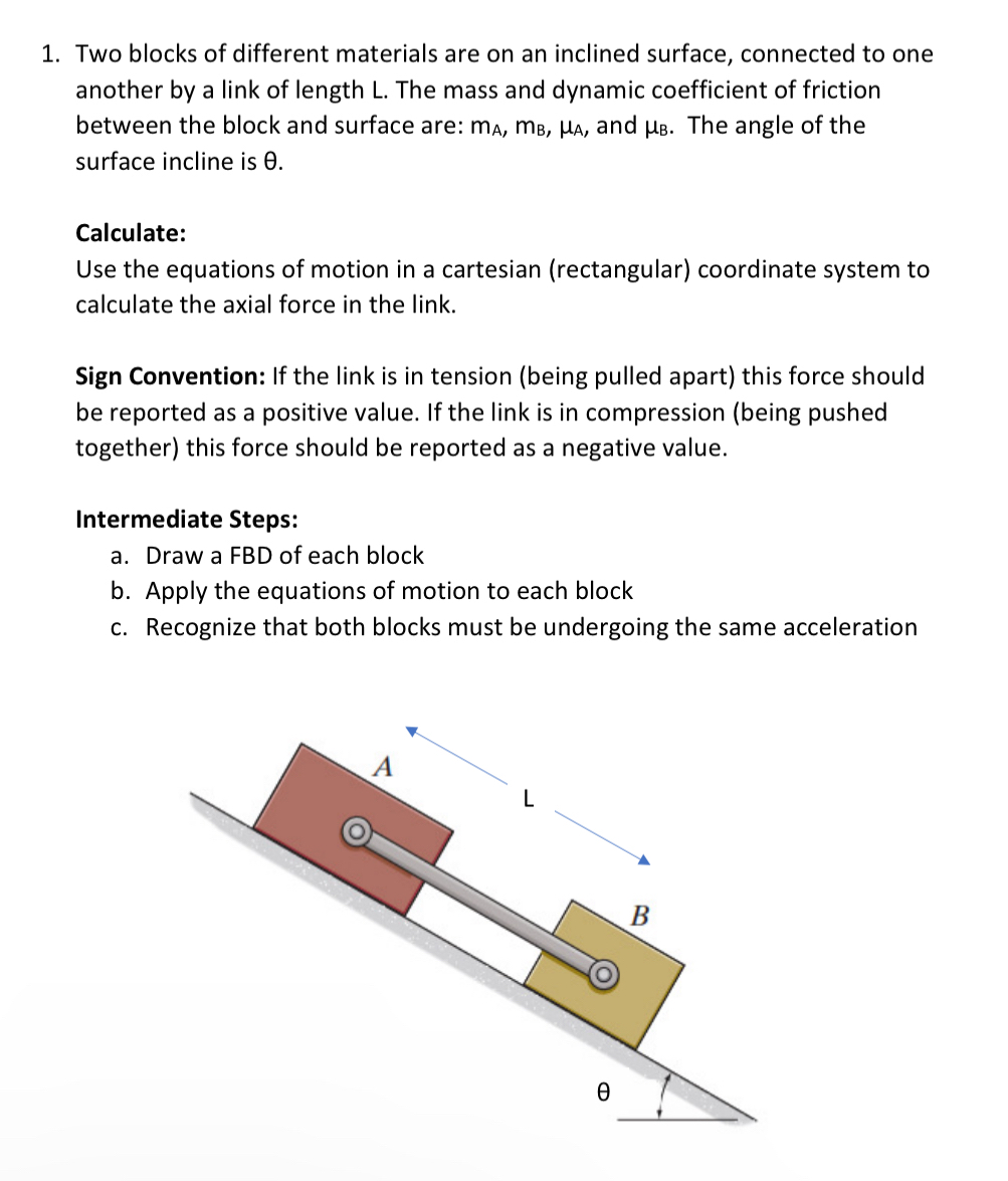 Solved Two blocks of different materials are on an inclined | Chegg.com