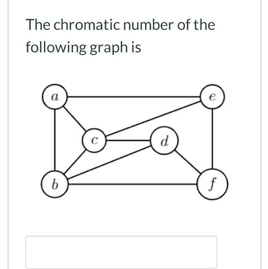 Solved The chromatic number of the following graph is a e с | Chegg.com