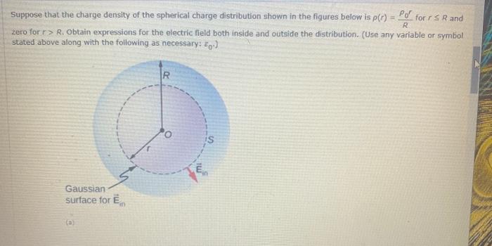 Solved Suppose that the charge density of the spherical | Chegg.com