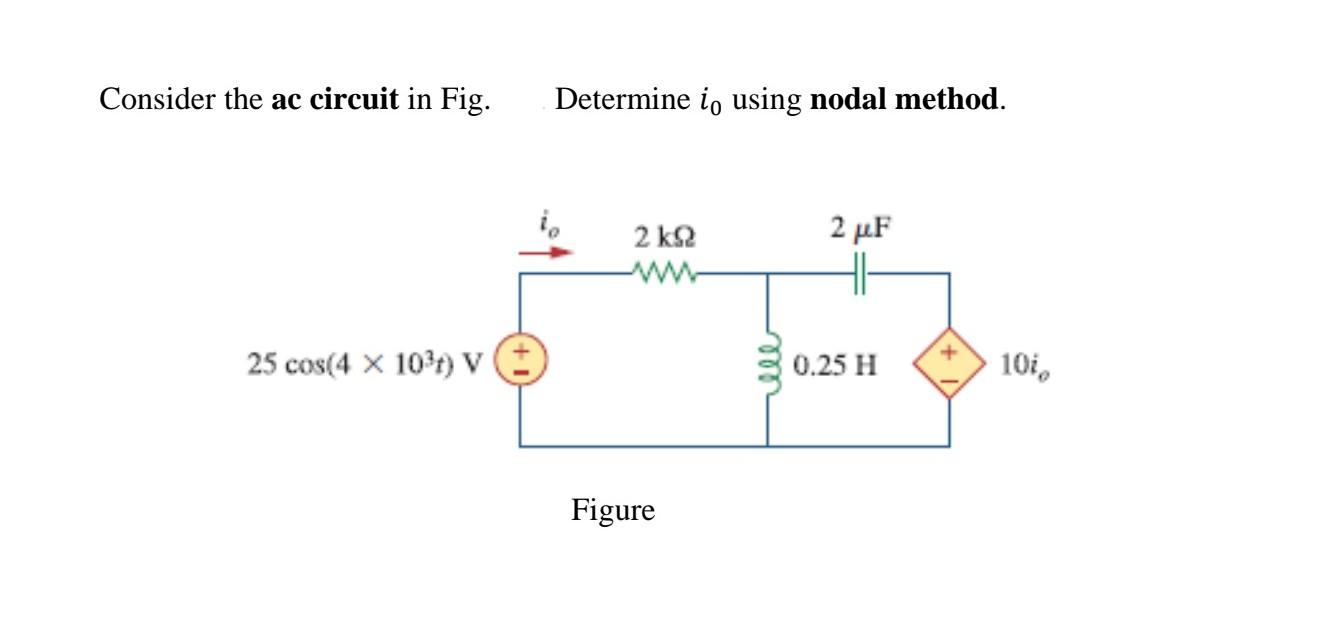 Solved Consider the ac circuit in Fig. Determine i0 using | Chegg.com