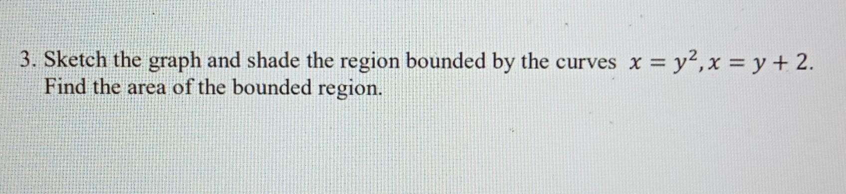 Solved 3. Sketch the graph and shade the region bounded by | Chegg.com