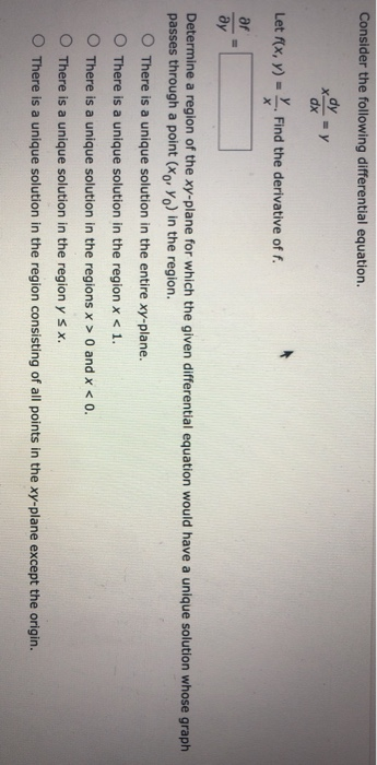 Solved Consider the following differential equation. dy dx в | Chegg.com