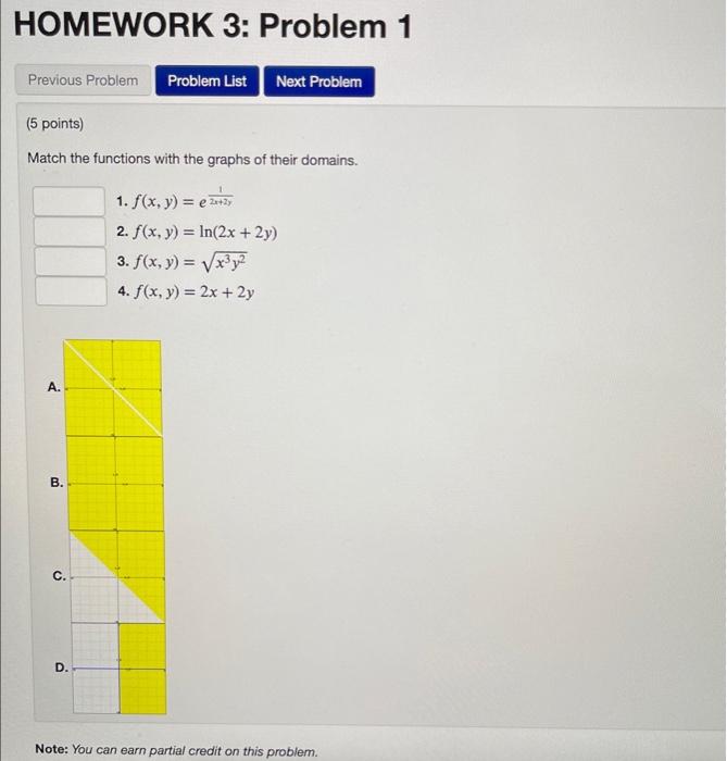 Solved Match the functions with the graphs of their domains. | Chegg.com