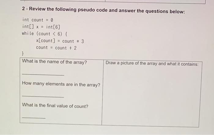 Solved ITP-100 - More Practice with Arrays Part 1 - Draw | Chegg.com