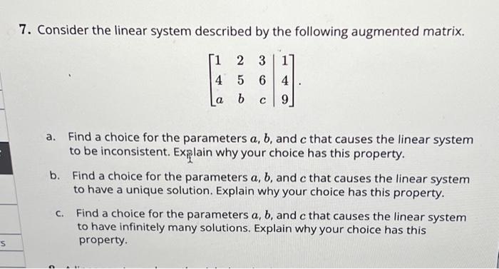 Consider the linear system described by the following | Chegg.com