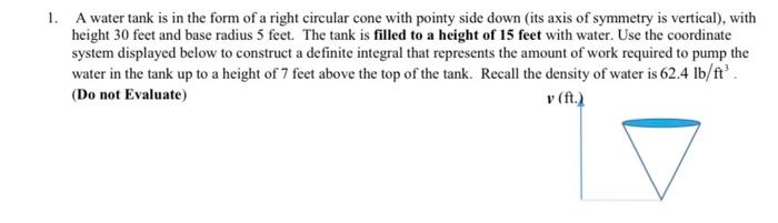 Solved 1. A water tank is in the form of a right circular | Chegg.com