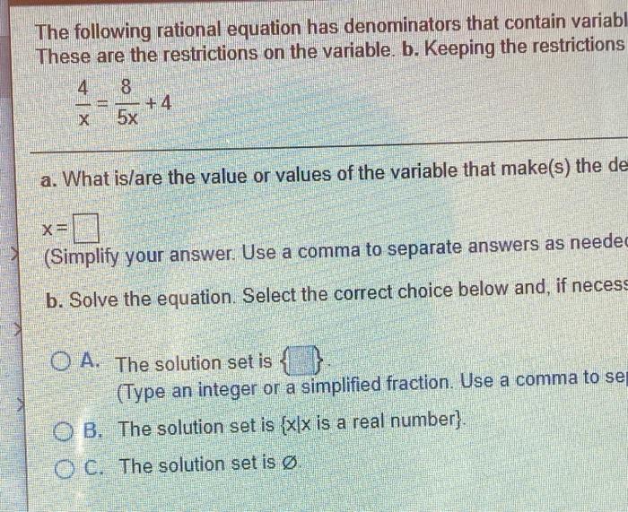 Solved The following rational equation has denominators that | Chegg.com