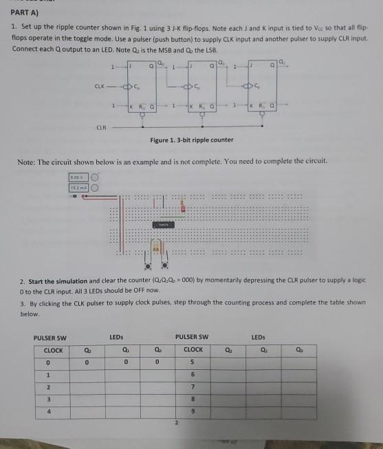 Solved PARTA) 1. Set up the ripple counter shown in Fig 1 | Chegg.com