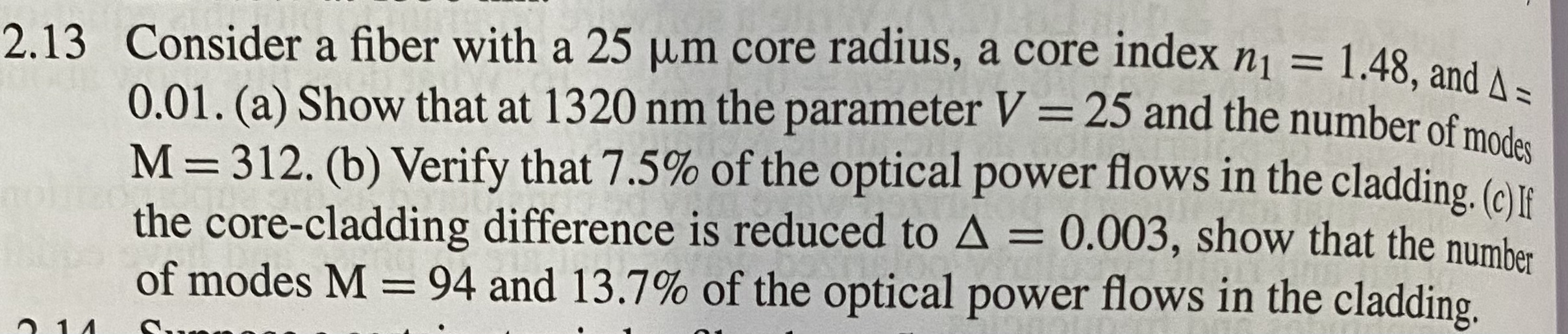 Solved 2.13 ﻿Consider a fiber with a 25μm ﻿core radius, a | Chegg.com