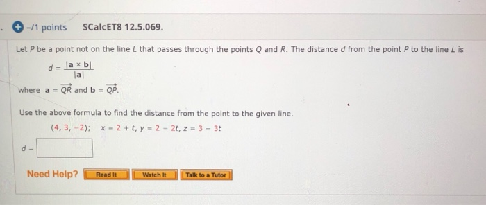 Solved +-/2 points CalcET8 12.5.057. Consider the following | Chegg.com