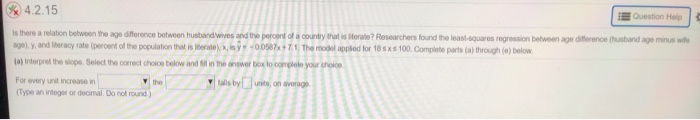 Solved 4.2.15 Question Help Is there a relation between the | Chegg.com