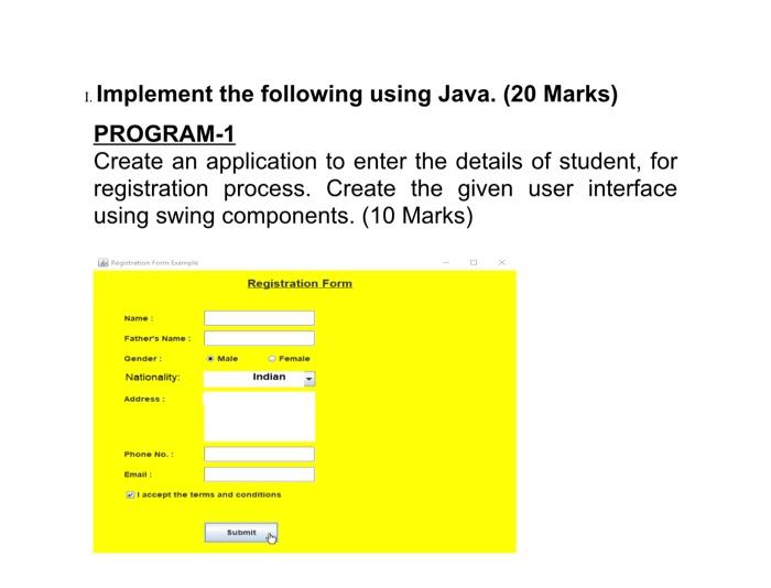 Solved Implement the following using Java. (20 Marks) | Chegg.com
