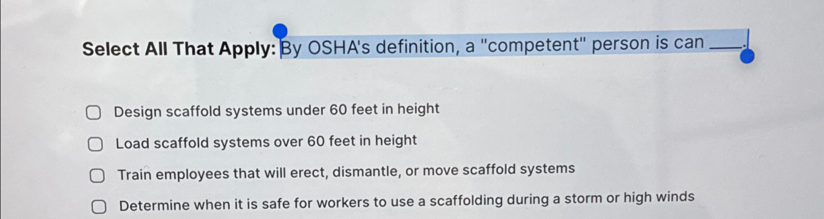 Select All That Apply: By OSHA's definition, a | Chegg.com