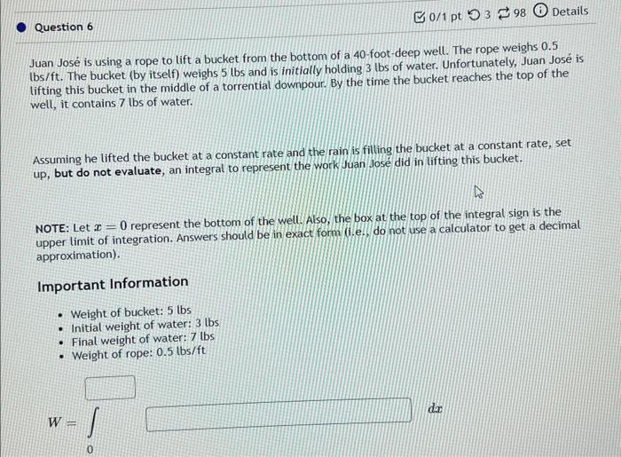 Solved Juan José is using a rope to lift a bucket from the | Chegg.com