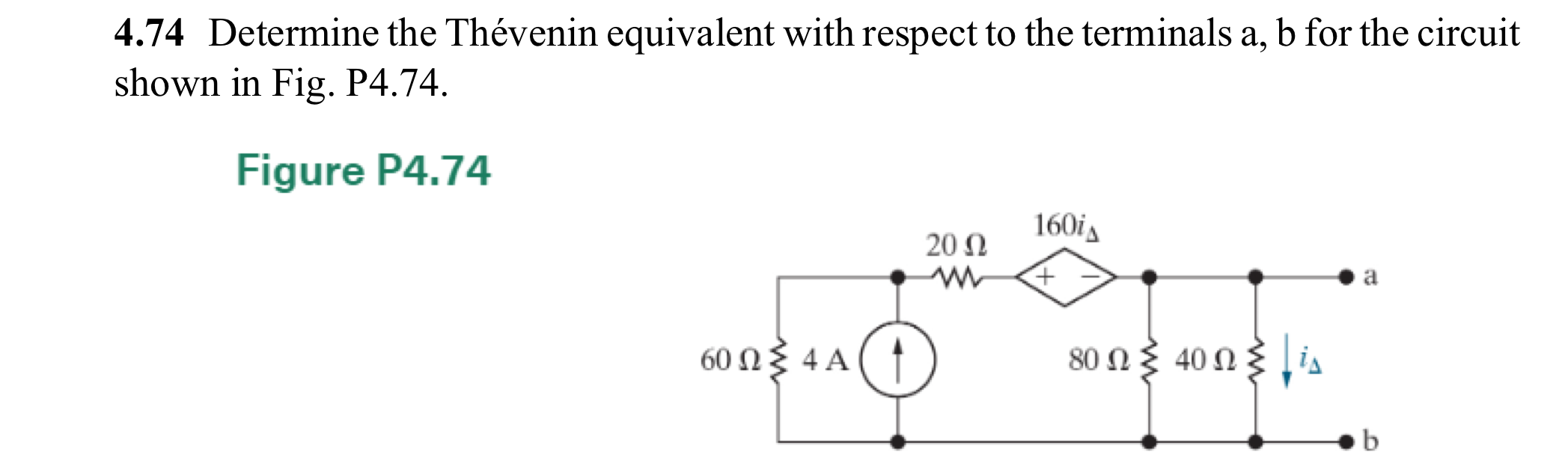 Solved 4.74 ﻿Determine the Thévenin equivalent with respect | Chegg.com