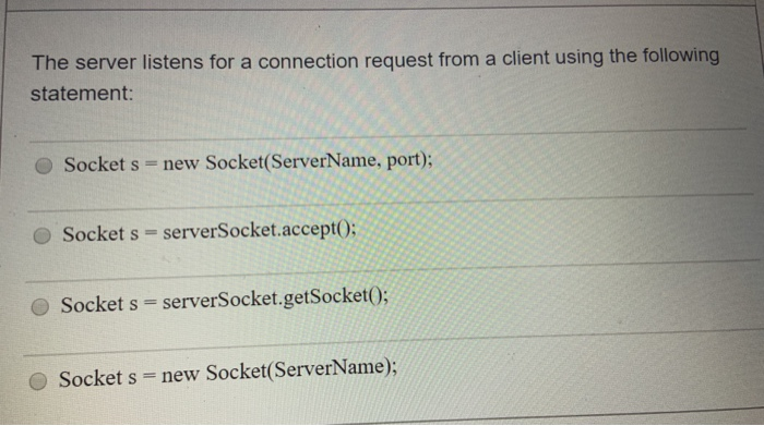 Solved The server listens for a connection request from a | Chegg.com