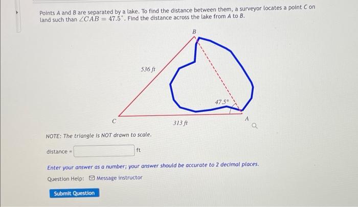 Solved Points A And B Are Separated By A Lake. To Find The | Chegg.com