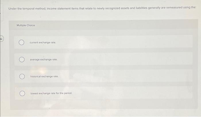 Solved Under the temporal method, Income statement items | Chegg.com