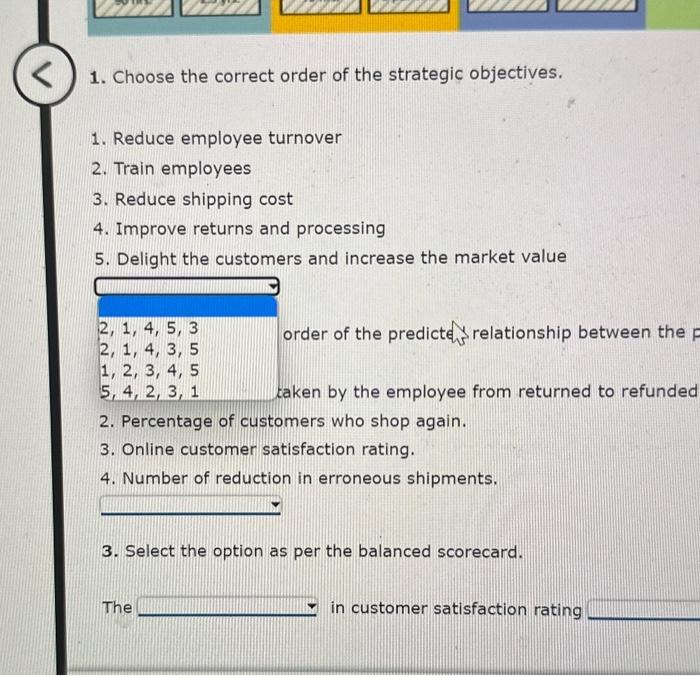 Solved Elements Of The Balanced Scorecard 1. Choose The | Chegg.com