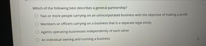 Solved Question 1 1 points The legal characteristics of | Chegg.com