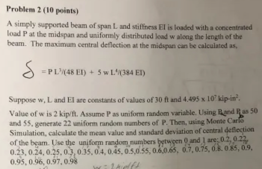 Solved Problem 2 (10 ﻿points)A simply supported beam of | Chegg.com