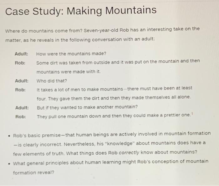Solved Case Study: Making Mountains Where do mountains come | Chegg.com