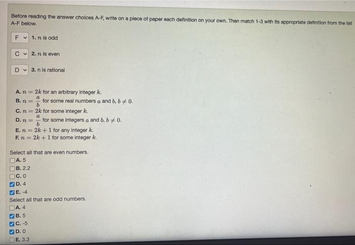 Solved Before reading the answer choices A-F, write on a | Chegg.com