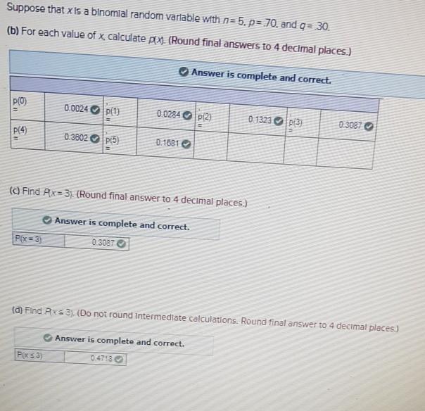 Solved Suppose that x is a binomial random variable with | Chegg.com