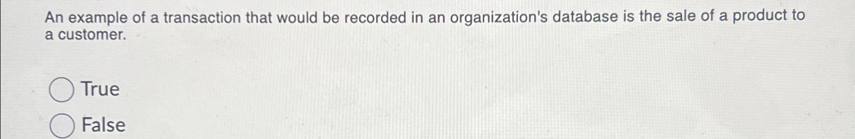 Solved An example of a transaction that would be recorded in | Chegg.com