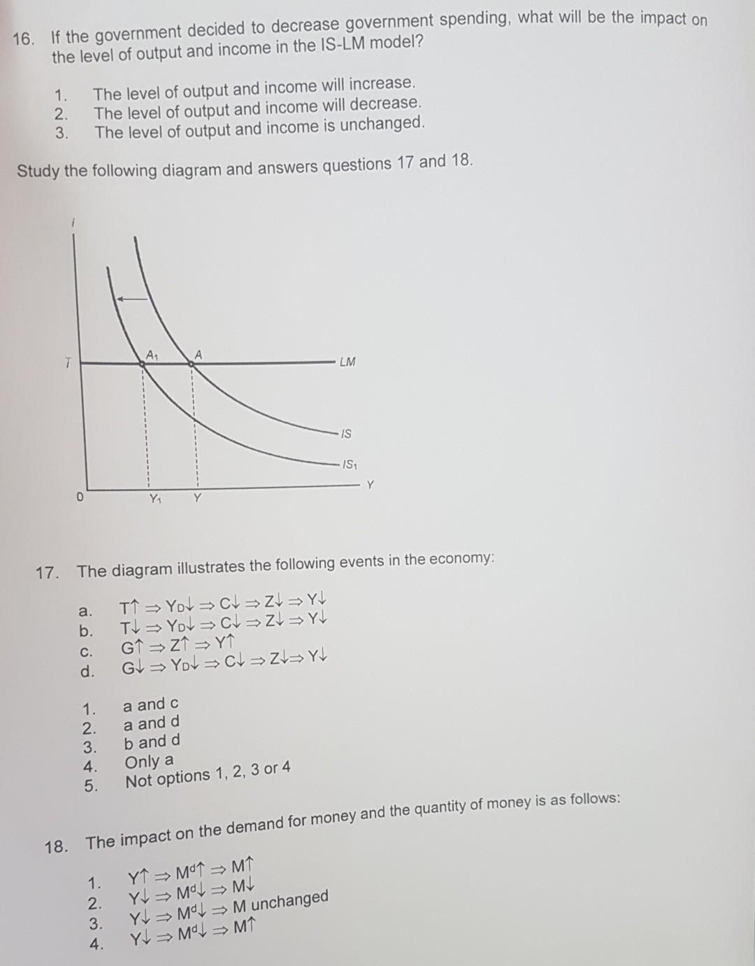 Solved 16. If the government decided to decrease government | Chegg.com