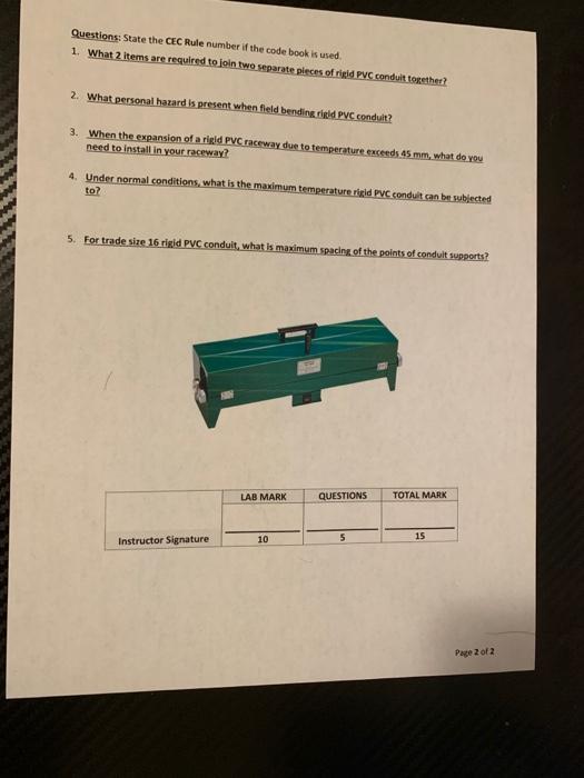 Solved Questions: State the CEC Rule number if the code book | Chegg.com