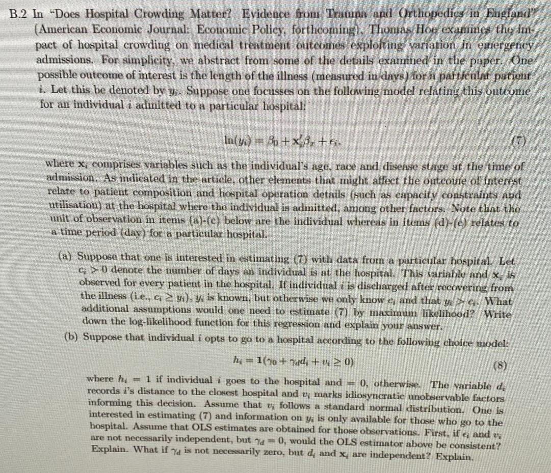 B.2 In Does Hospital Crowding Matter? Evidence from Trauma and Orthopedics in England
(American Economic Journal: Economic 