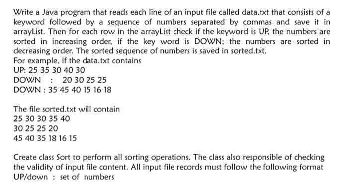 Solved Write a Java program that reads each line of an input | Chegg.com