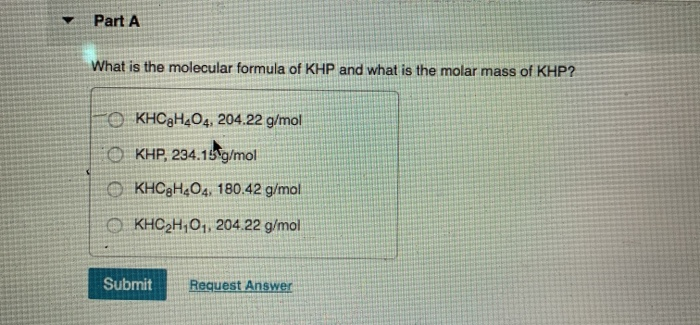 What Is Molar Mass Of Khp Chemistry I Laboratory Manu - vrogue.co