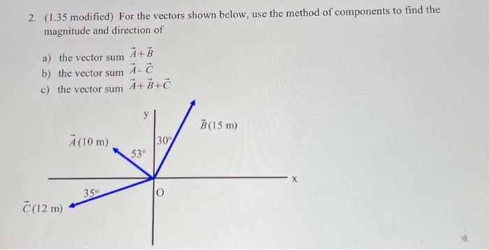 Solved 2. ( 1.35 modified) For the vectors shown below, use | Chegg.com