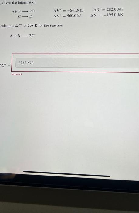 Solved Given the information A+ B C 1G = 2D D calculate AG | Chegg.com